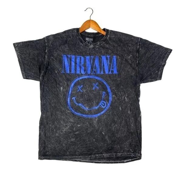 Nirvana Nevermind Smiley Short Sleeve Unisex Band T Shirt Crew Neck XL Grey - Picture 13 of 15